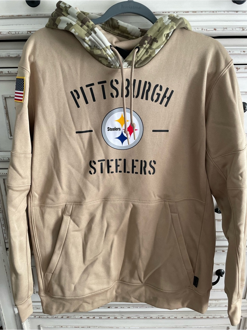 Nike Pittsburgh Steelers Tan Hoodie with Camo Hood Lining
